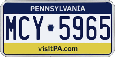 PA license plate MCY5965