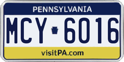 PA license plate MCY6016