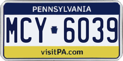 PA license plate MCY6039