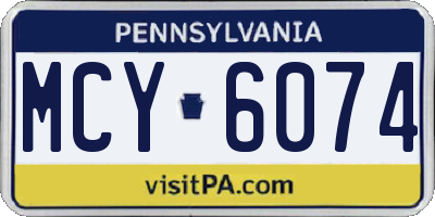 PA license plate MCY6074