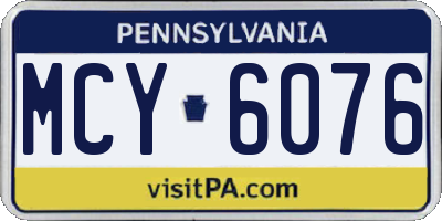 PA license plate MCY6076