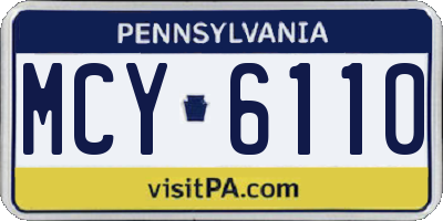 PA license plate MCY6110
