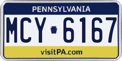 PA license plate MCY6167