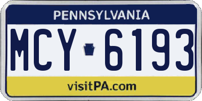PA license plate MCY6193