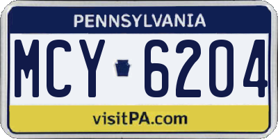 PA license plate MCY6204