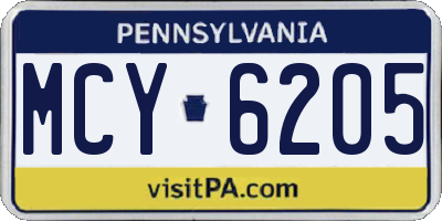 PA license plate MCY6205