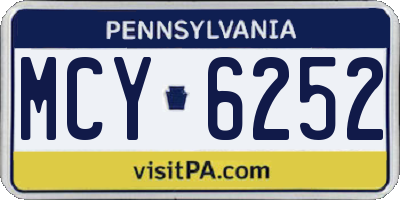 PA license plate MCY6252