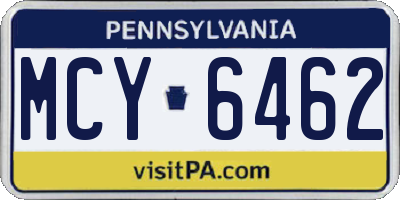 PA license plate MCY6462