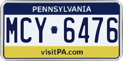 PA license plate MCY6476