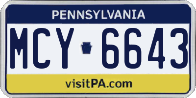 PA license plate MCY6643