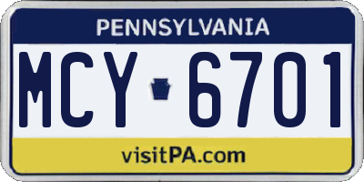 PA license plate MCY6701