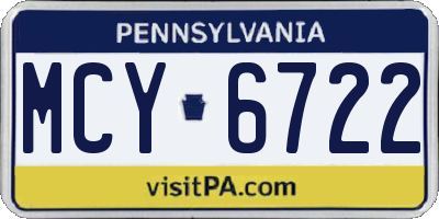 PA license plate MCY6722