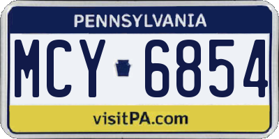 PA license plate MCY6854