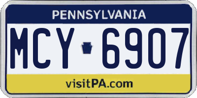 PA license plate MCY6907