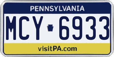 PA license plate MCY6933