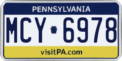 PA license plate MCY6978