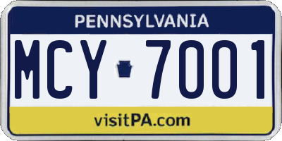 PA license plate MCY7001