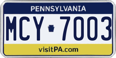 PA license plate MCY7003