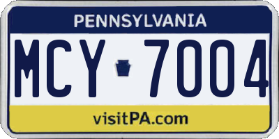 PA license plate MCY7004
