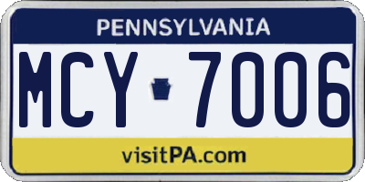 PA license plate MCY7006