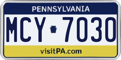 PA license plate MCY7030