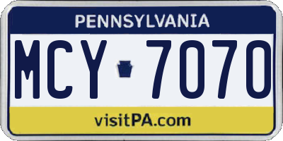 PA license plate MCY7070