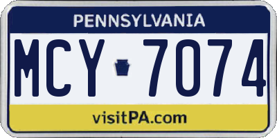 PA license plate MCY7074