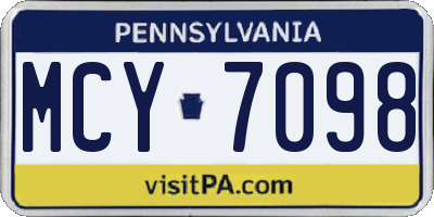 PA license plate MCY7098