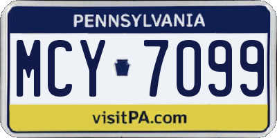 PA license plate MCY7099