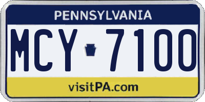 PA license plate MCY7100