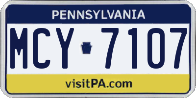 PA license plate MCY7107