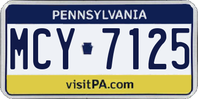 PA license plate MCY7125