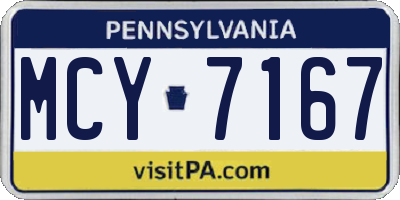 PA license plate MCY7167