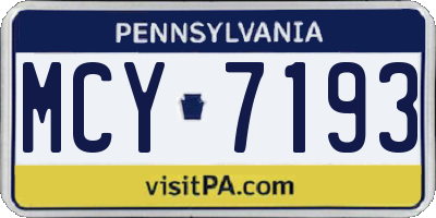 PA license plate MCY7193
