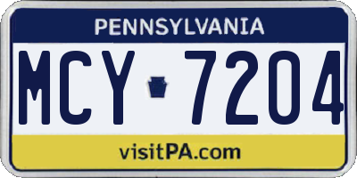 PA license plate MCY7204