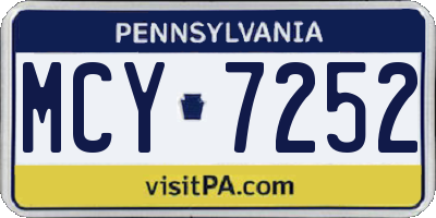 PA license plate MCY7252