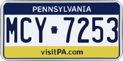 PA license plate MCY7253