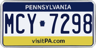 PA license plate MCY7298