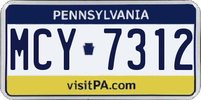 PA license plate MCY7312
