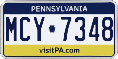 PA license plate MCY7348