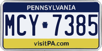 PA license plate MCY7385