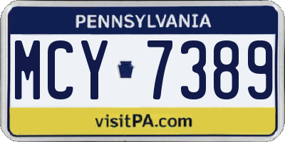 PA license plate MCY7389
