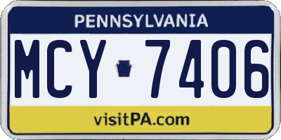 PA license plate MCY7406