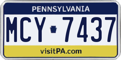 PA license plate MCY7437