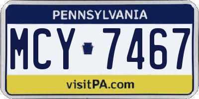 PA license plate MCY7467
