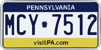 PA license plate MCY7512