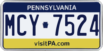 PA license plate MCY7524