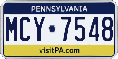 PA license plate MCY7548