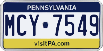 PA license plate MCY7549