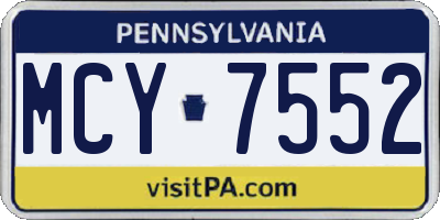PA license plate MCY7552